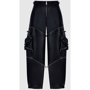 Off-White Black Zip Leather Cargo Pants NWT omjb034f23lea0011000 Size 46